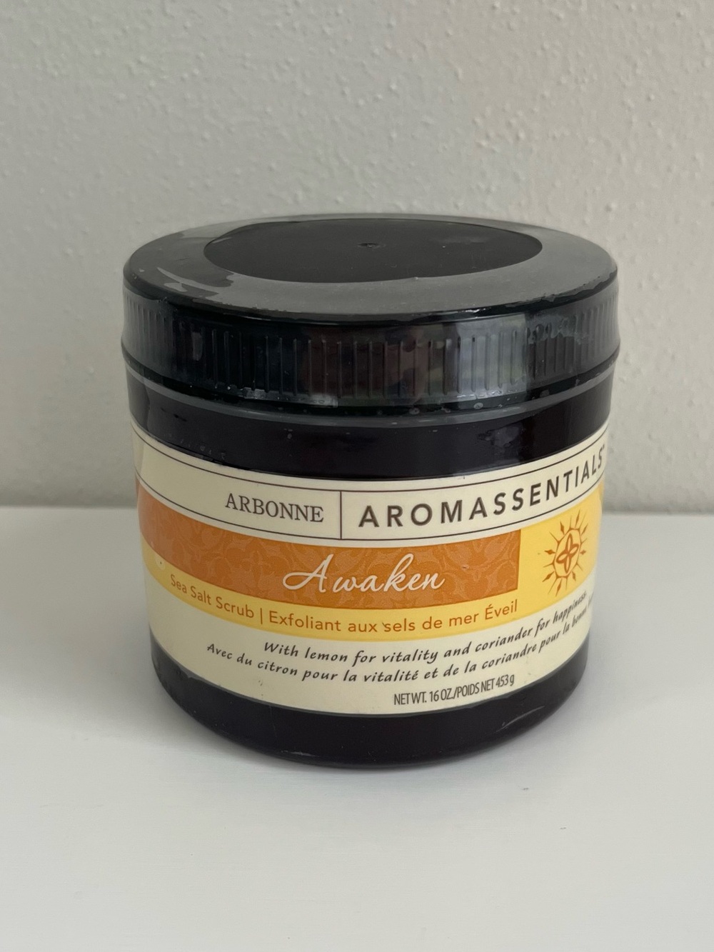 Arbonne Aromassentials Awaken Sea Salt Scrub NEW 16 oz Lemon & Coriander